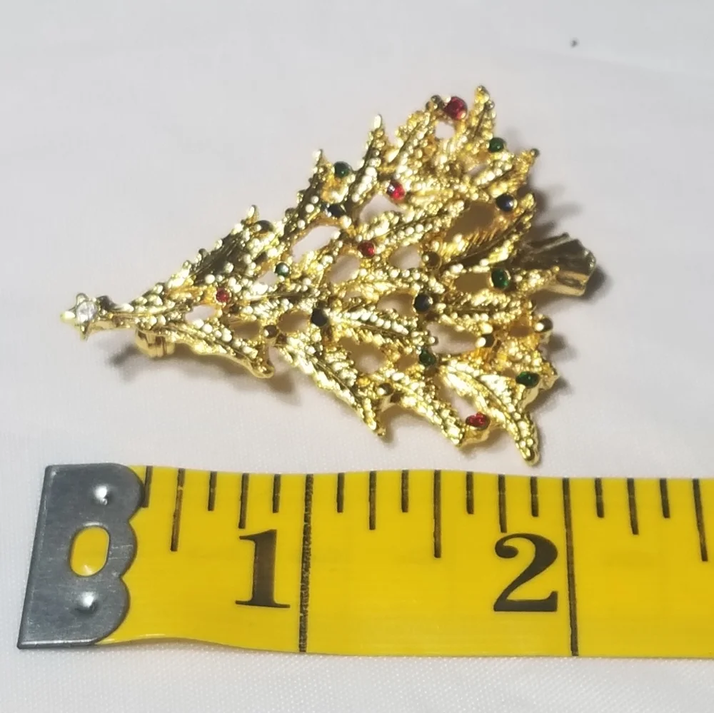 Christmas Tree Rhinestones Brooch - Picture 4 of 4